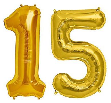 

Birthday Party 15 Number Foil Balloon ( Golden Colour )