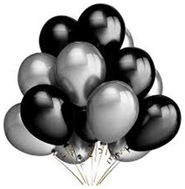 

Black Silver Metallic Balloons Party Balloons for Birthday Parties anniversary and festivals pack of 50pcs(25 25)
