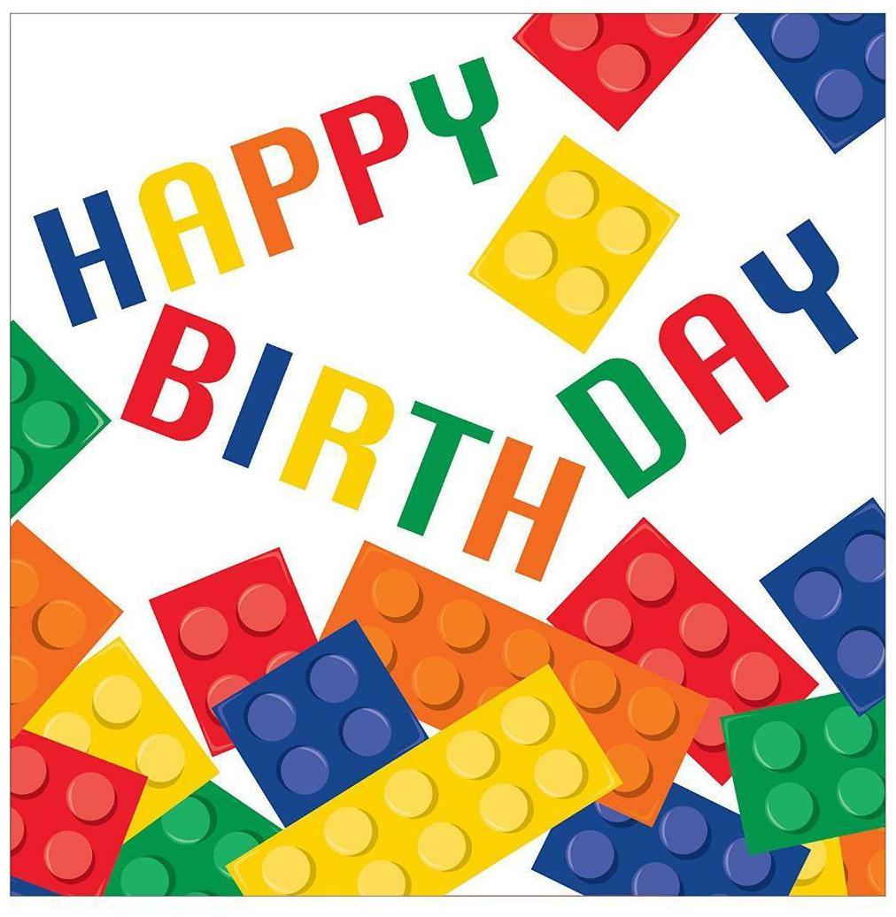 

Block Party Happy Birthday Lunch Napkins 16 Per Package Party Supplies