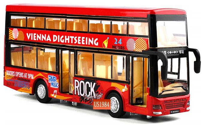 

BN ENTERPRISE Die-Cast Double Decker 4 Wheel Drive Metal Bus Car Pull Back with 3 Openable Doors and Light Music for Boys and Girls (Multicolour 4 Years)