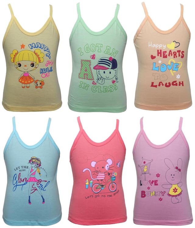 Bodycare Camisole for Girls - Multi , Pack of 6