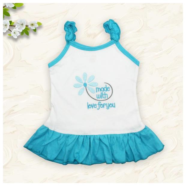 

Born Babies Baby girl Cotton Printed Princess frock - Blue White