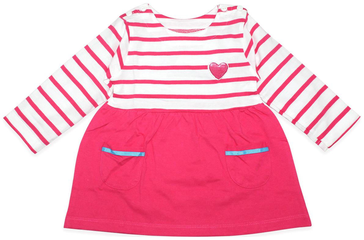 

Born Babies Baby girl Cotton Striped Princess frock - Pink