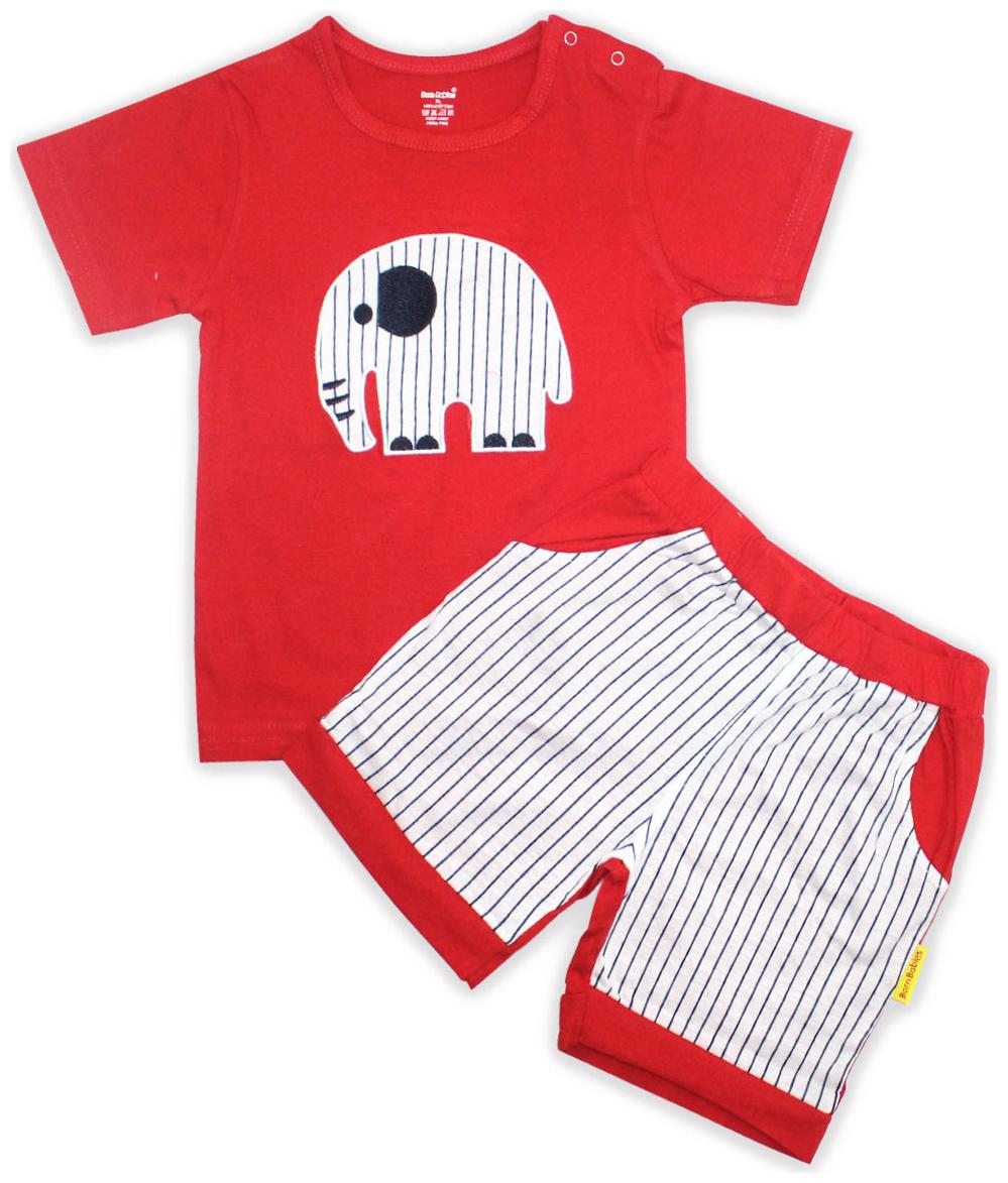 

Born Babies Unisex Top bottom set - Red