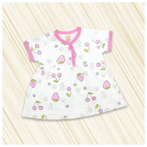 

Born Babies Baby girl Cotton Printed Princess frock - White Pink