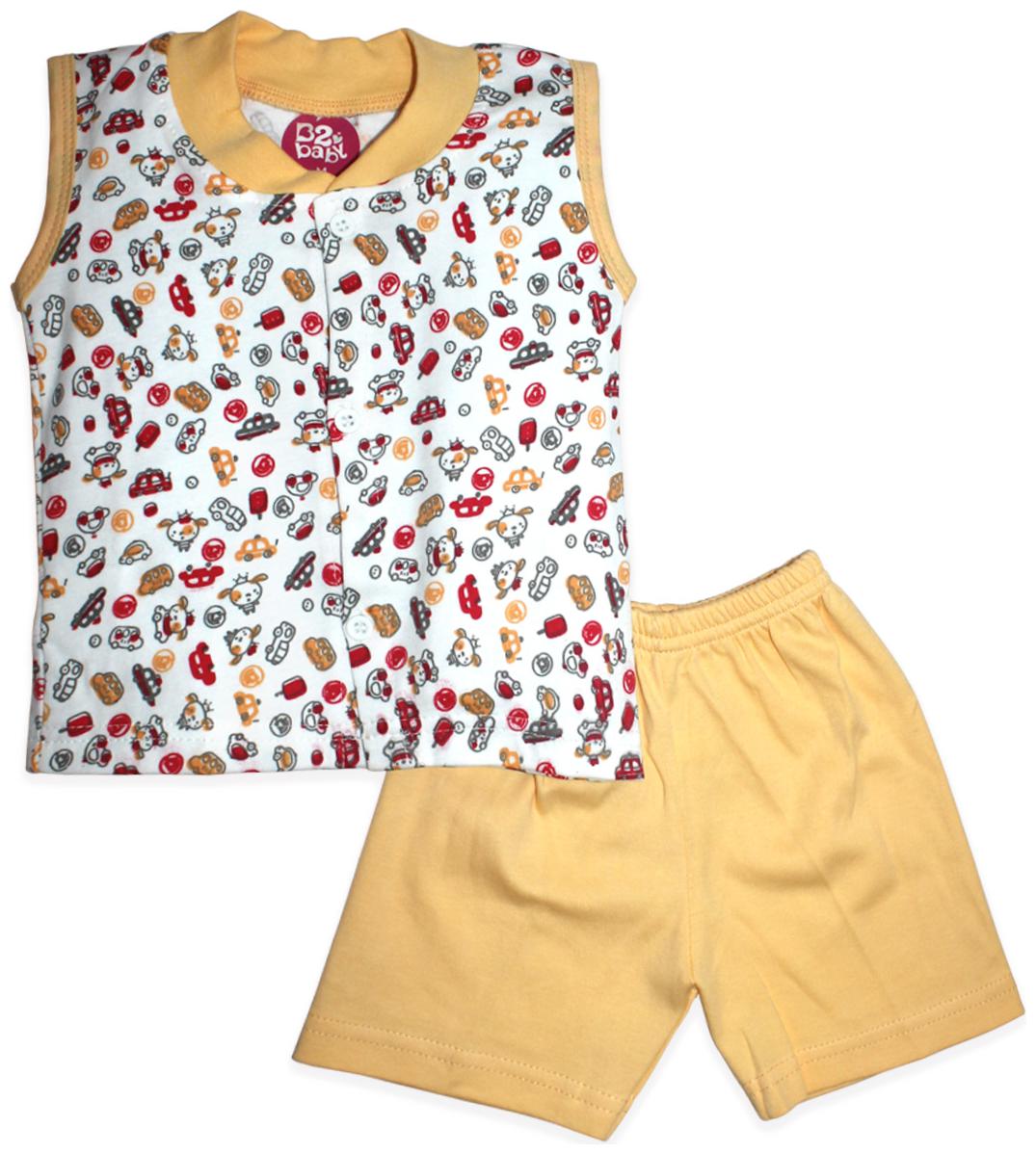 

Born Babies Unisex Top bottom set - Orange White