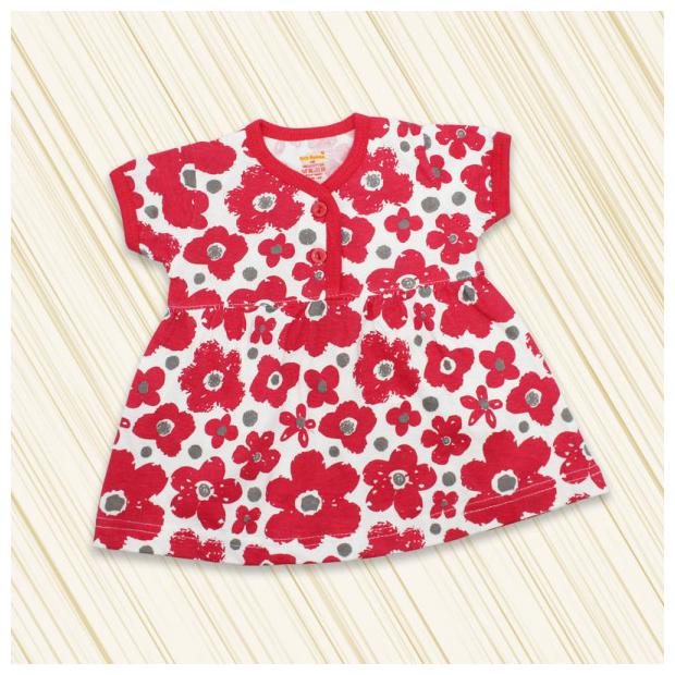 

Born Babies Baby girl Cotton Floral Princess frock - Red