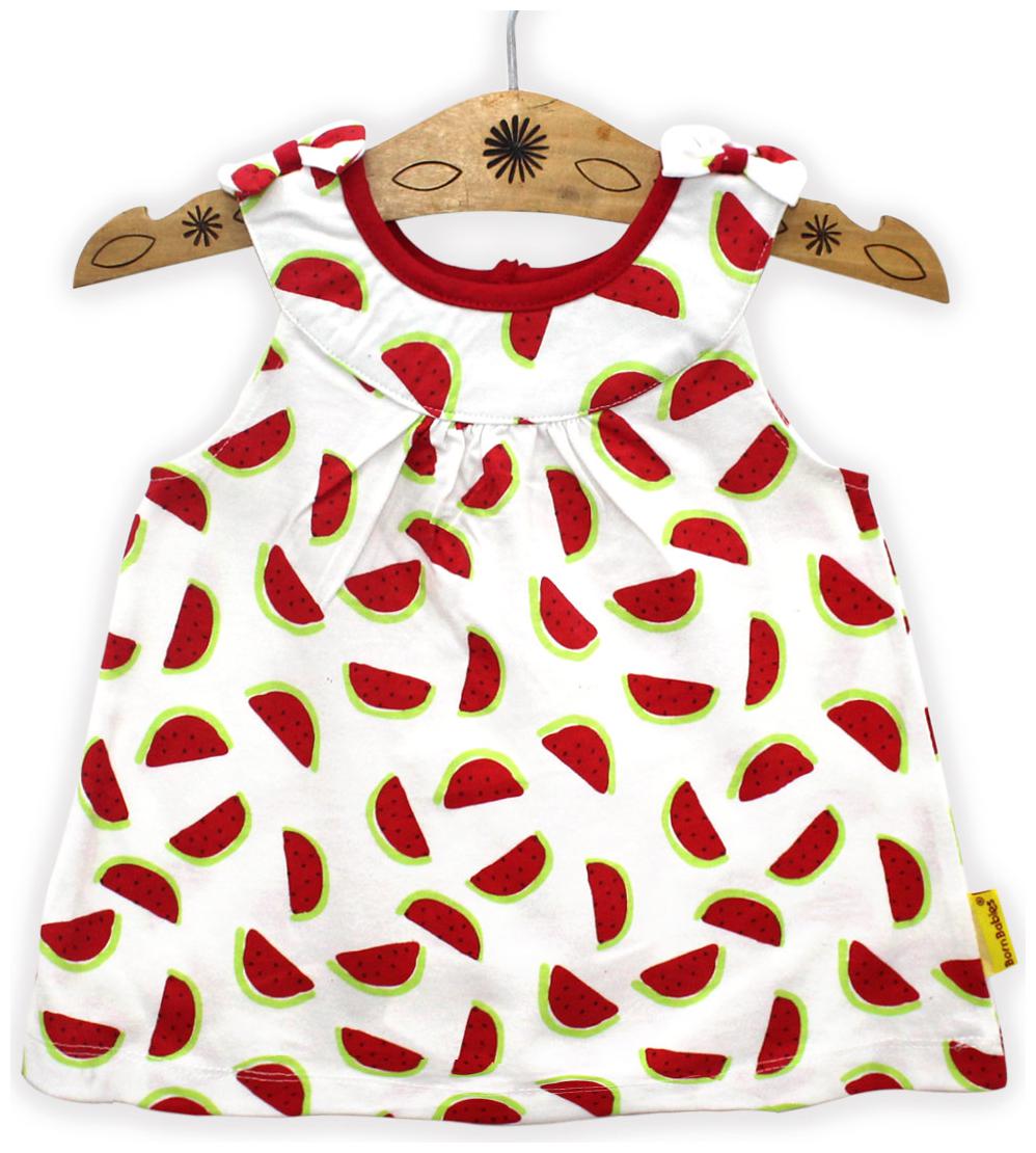 

Born Babies Baby girl Cotton Printed Princess frock - Red
