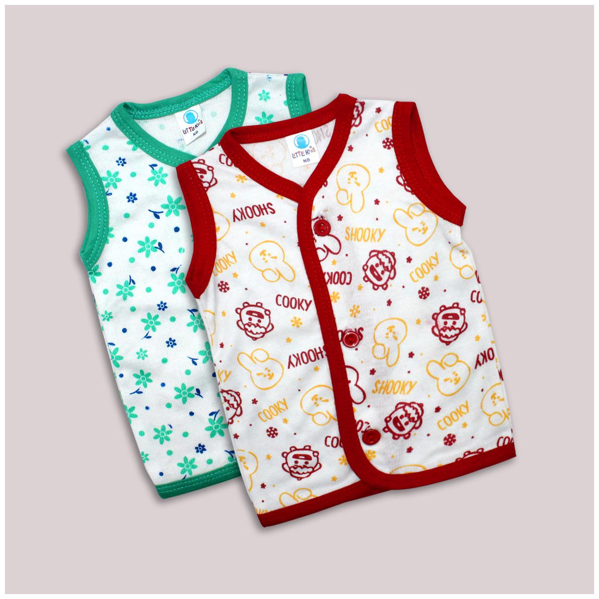 

Born Babies Cotton Printed Top for Unisex Infants - Green Red