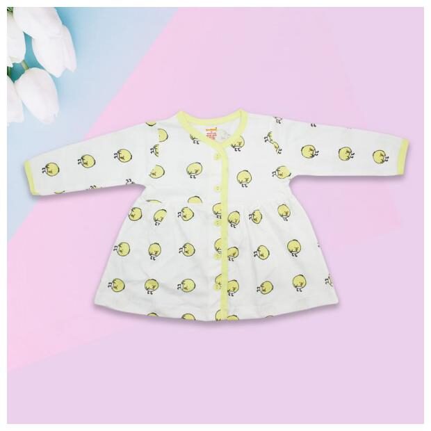 

Born Babies Baby girl Cotton Printed Princess frock - White