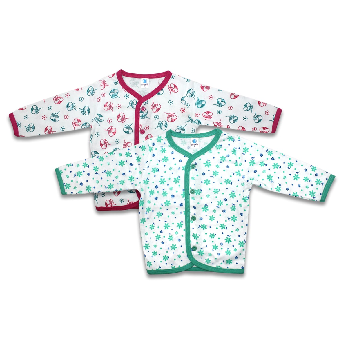 

Born Babies Cotton Printed Top for Unisex Infants - Green Pink