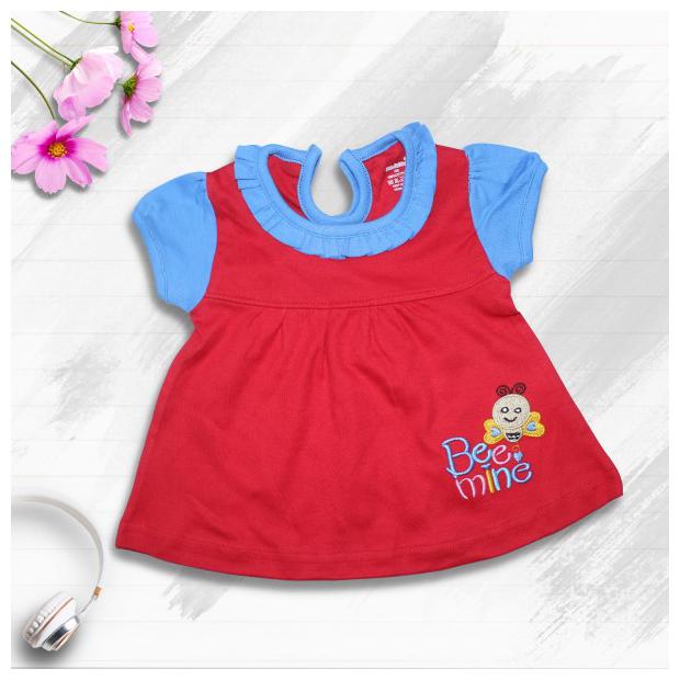 

Born Babies Baby girl Cotton Self design Princess frock - Red