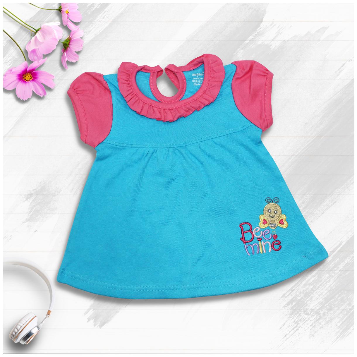 

Born Babies Baby girl Cotton Self design Princess frock - Blue