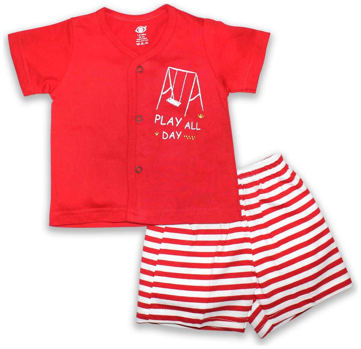 

Born Babies Unisex Top bottom set - Red