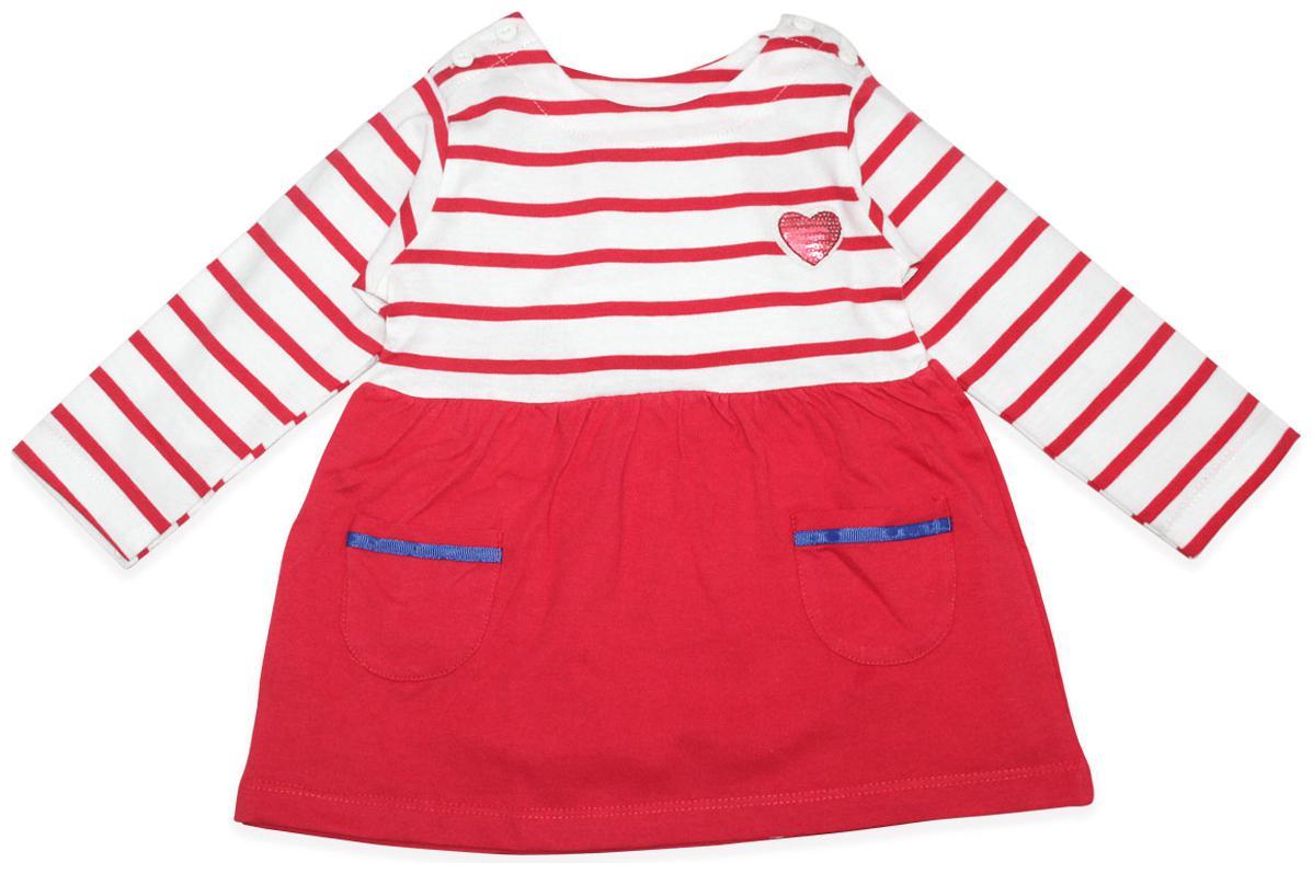 

Born Babies Baby girl Cotton Striped Princess frock - Red