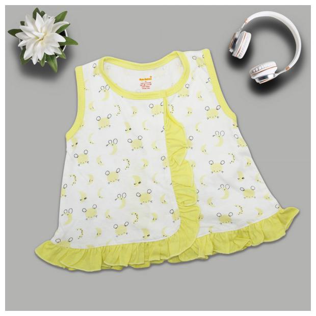 

Born BabiesBaby Girl s Cotton Printed Sleeveless Frock Yellow