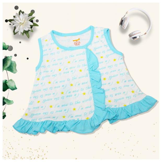 

Born BabiesBaby Girl s Cotton Printed Sleeveless Frock Blue