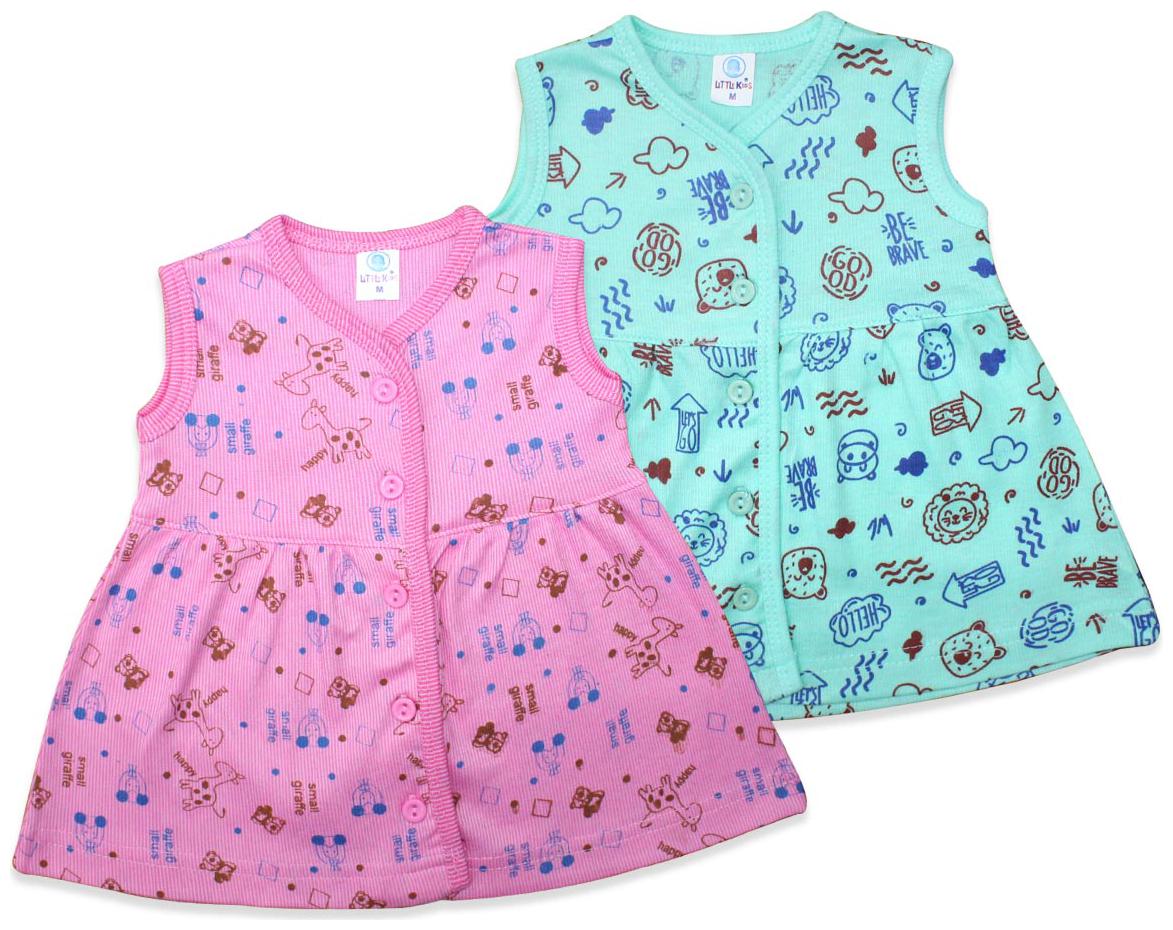 

Born Babies Baby Girl Sleeveless Printed Frock (Pink Blue)