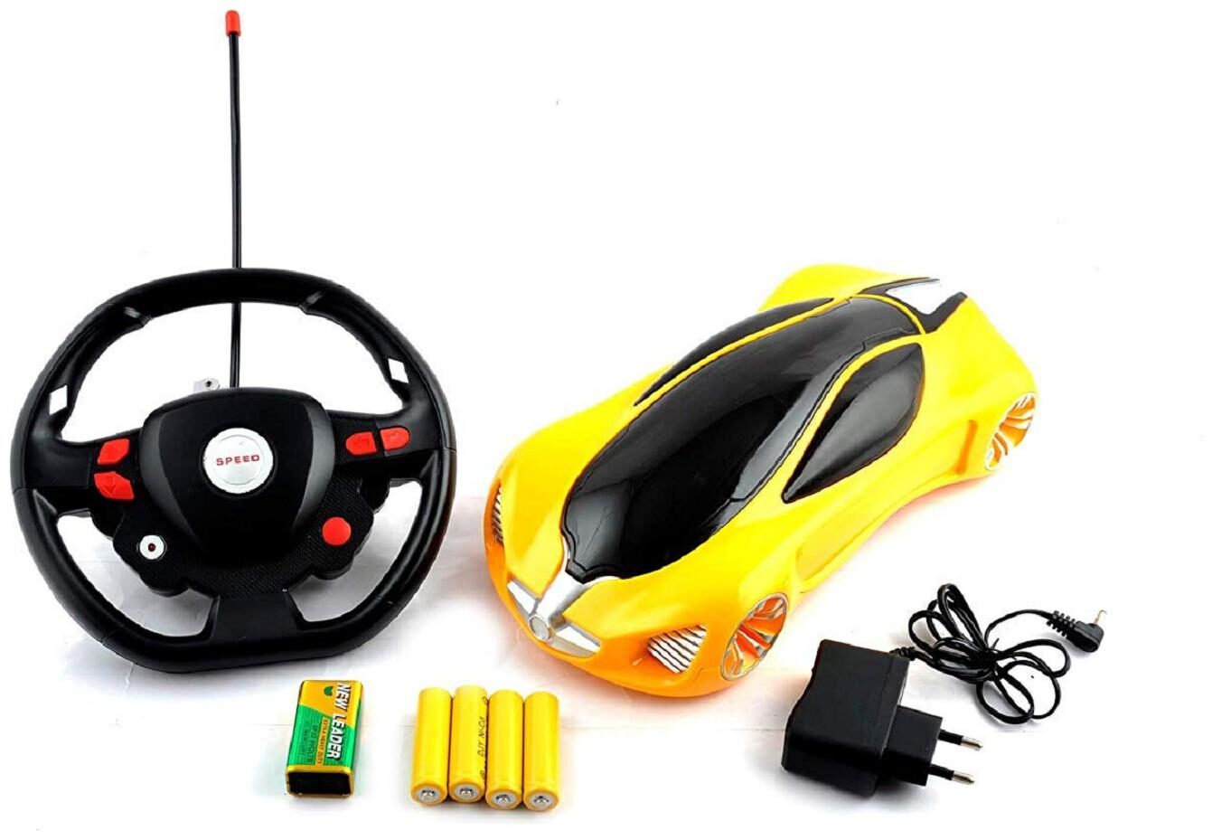 

Bounce Rollover Yellow Stunt Car with RC Steering Wheel Type Remote Control for Kids