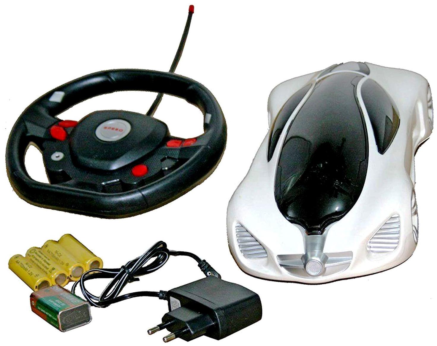 

Bounce Rollover white Stunt Car with RC Steering Wheel Type Remote Control for Kids