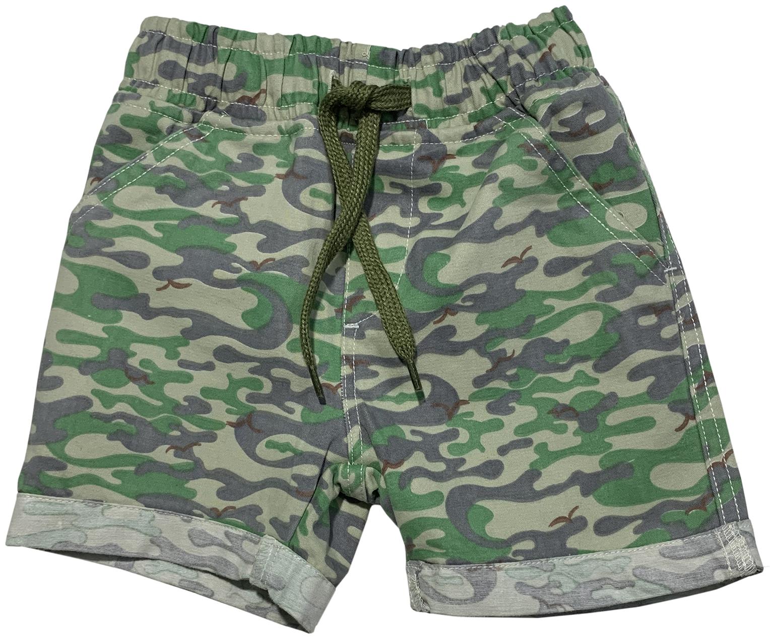 

Boy S Basic Pull Up Short With Camouflage Print (Green)