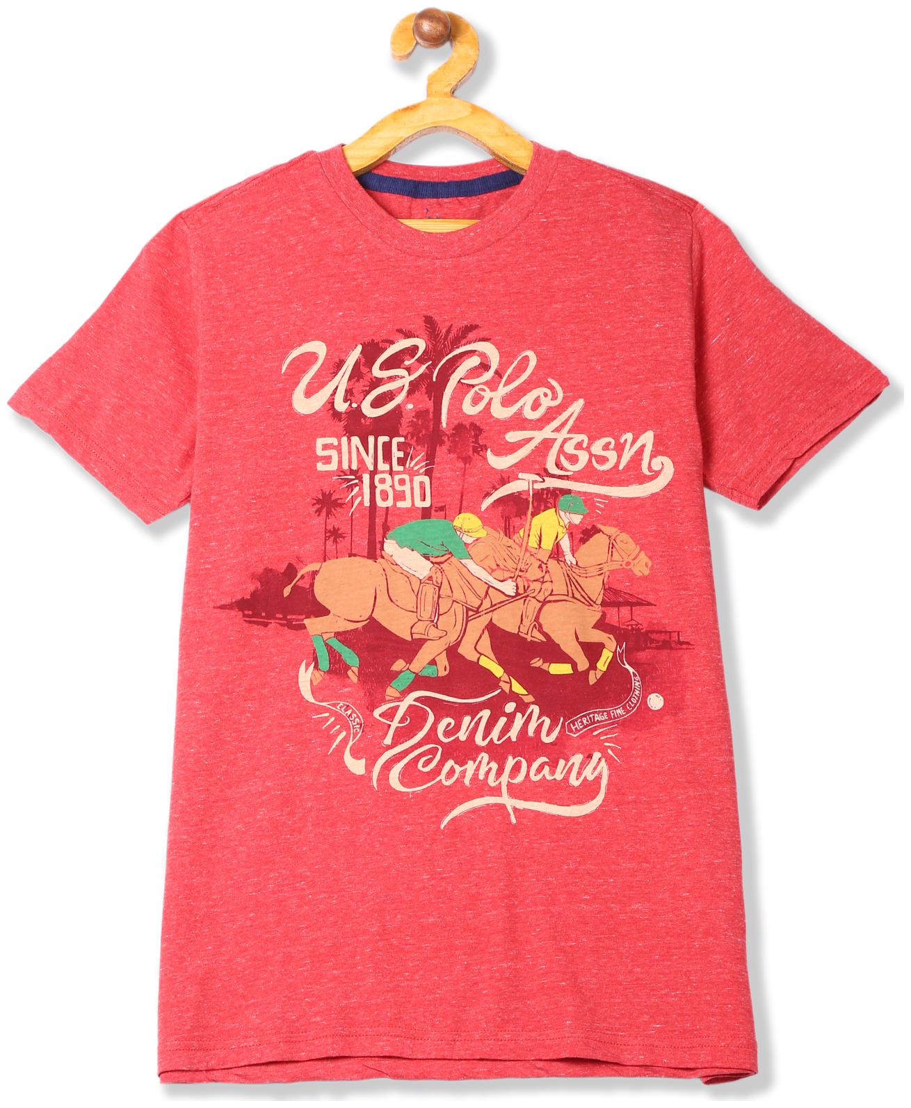 

U S Polo Assn Boy Cotton Printed T-shirt - Red