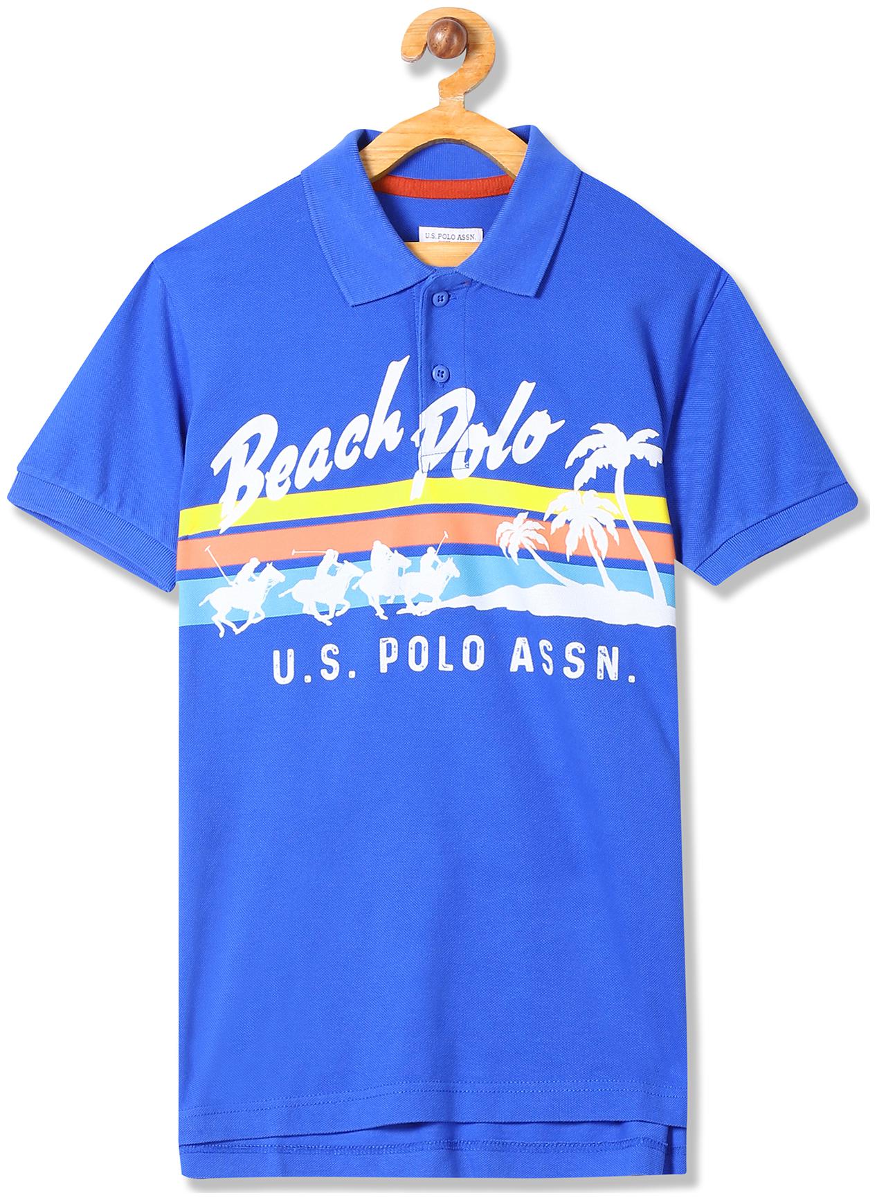 

U S Polo Assn Boy Cotton Printed T-shirt - Blue
