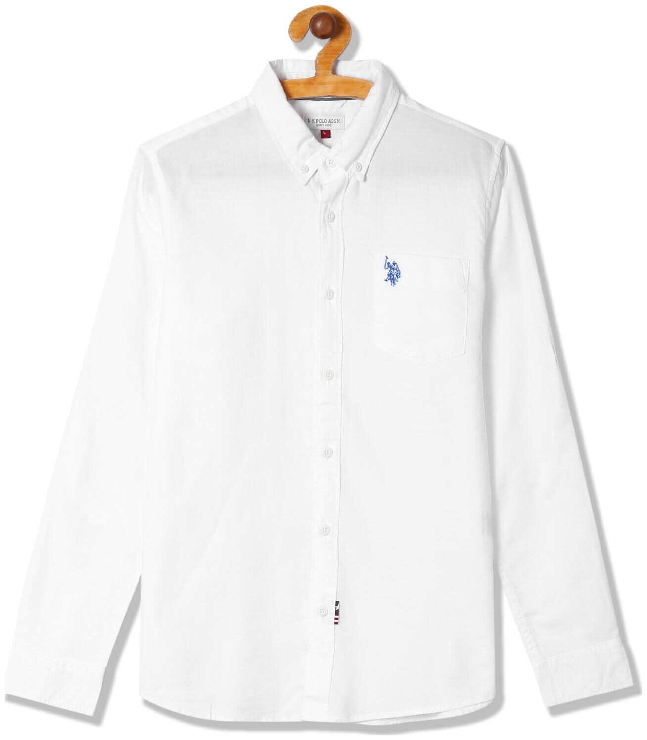 

U S Polo Assn Boy Cotton Solid Shirt White