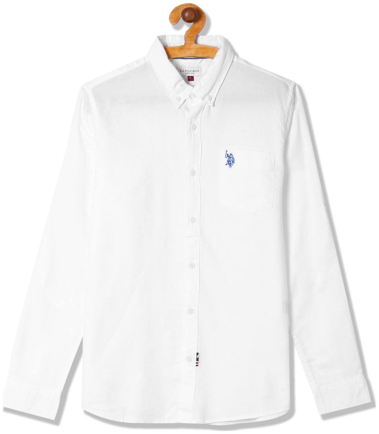 

U S Polo Assn Boy Cotton Solid Shirt White