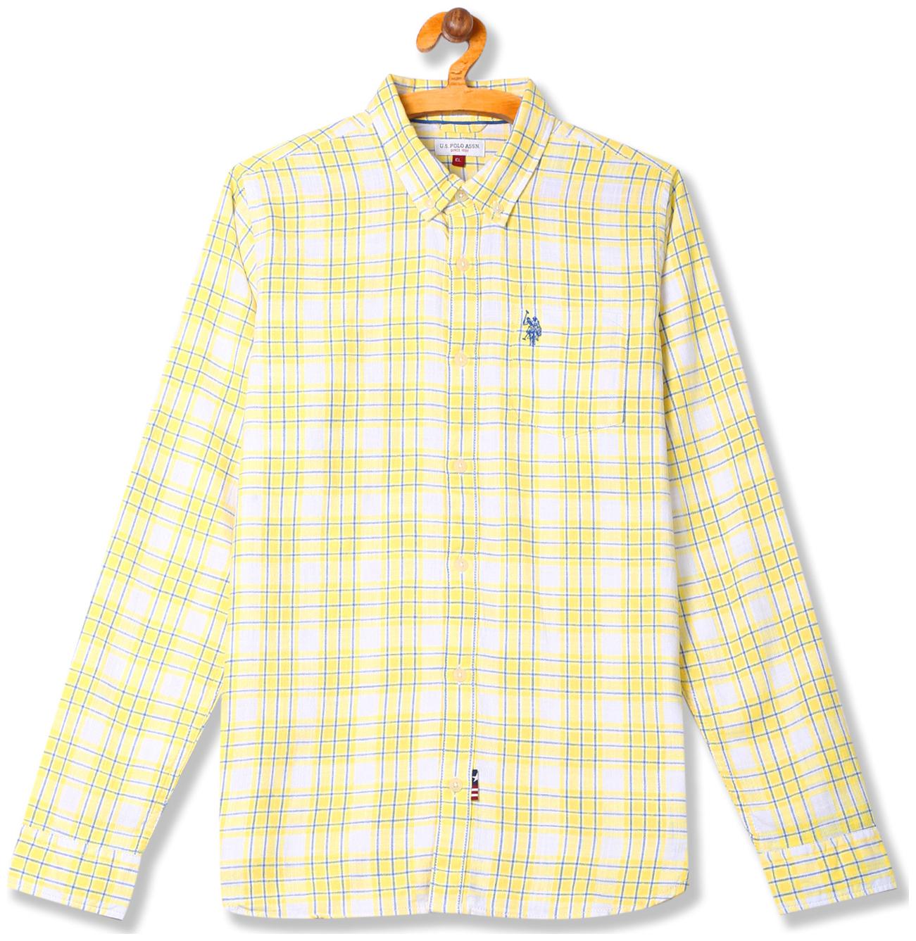 

U S Polo Assn Boy Cotton Checked Shirt Yellow