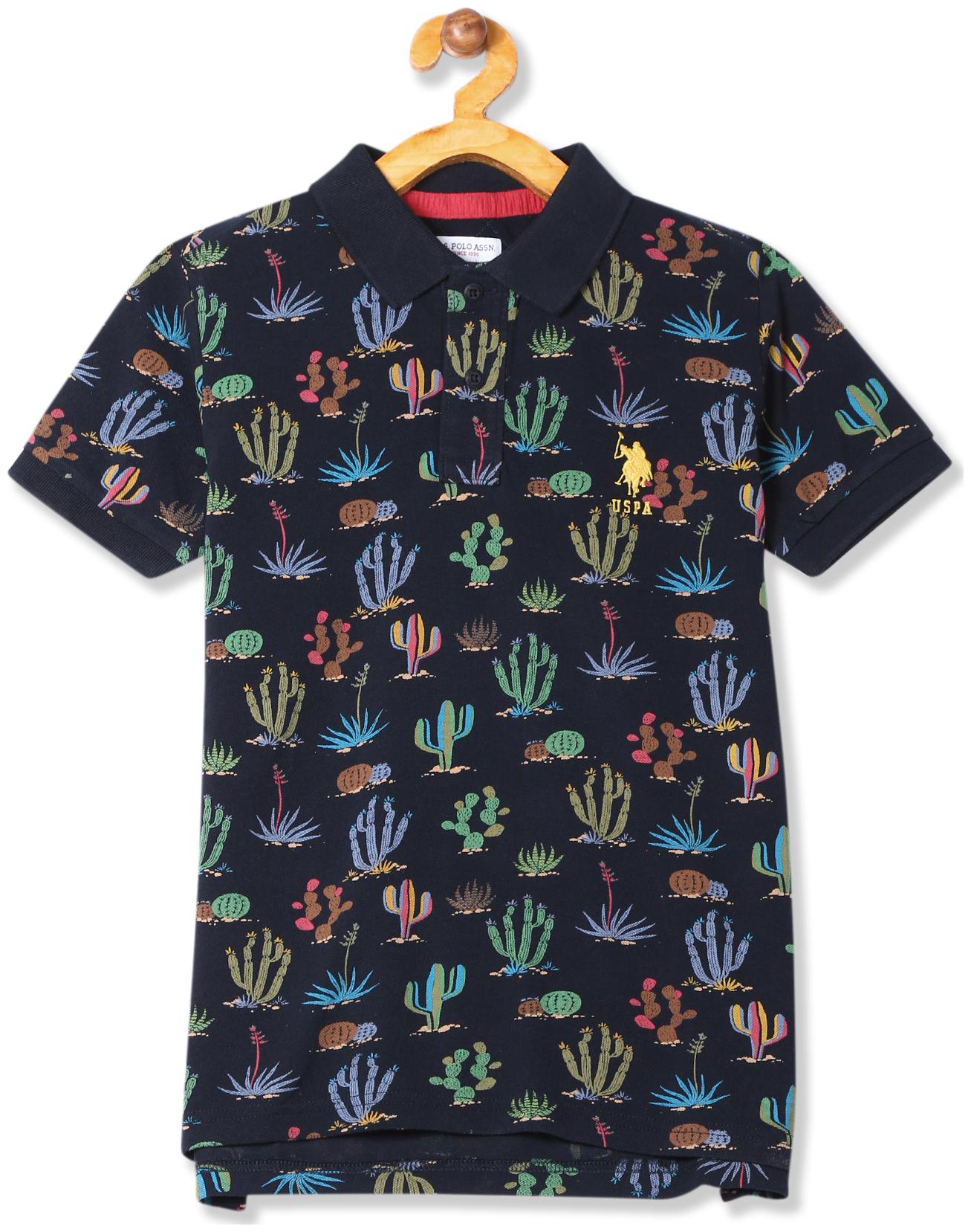 

U S Polo Assn Boy Cotton Printed T-shirt - Blue