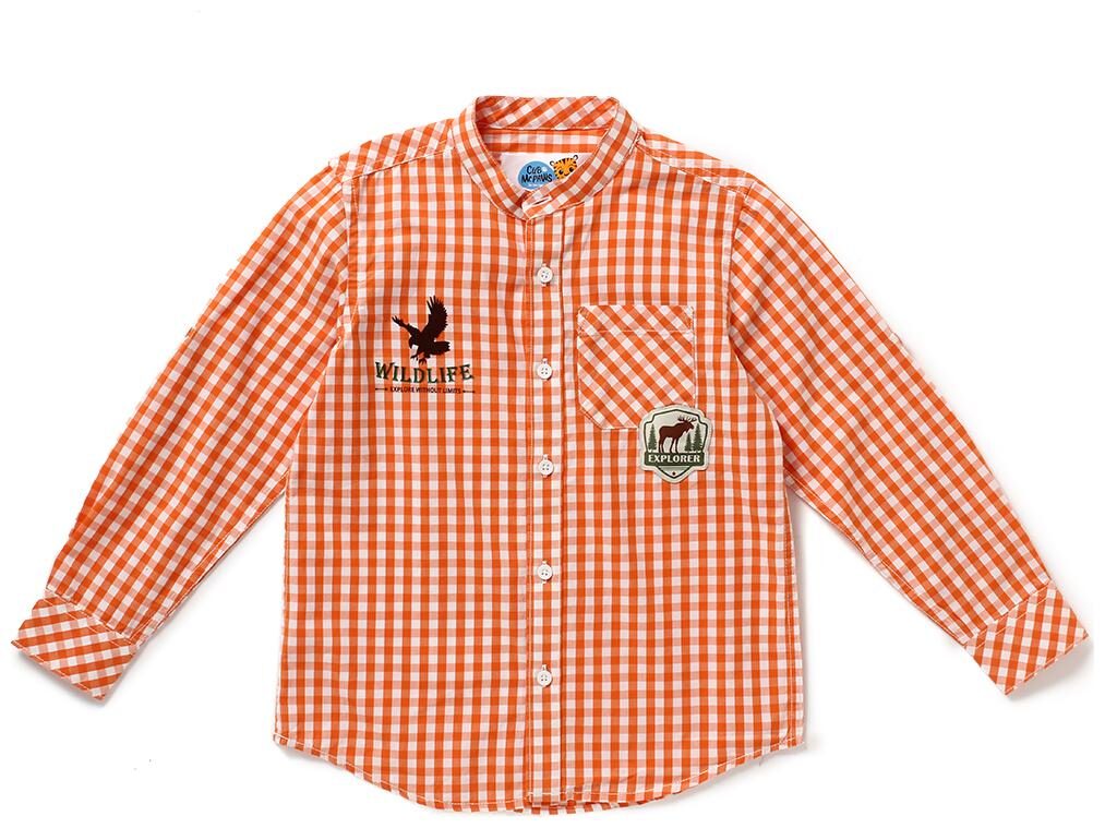 

CuB McPAWS Boy Cotton Checked Shirt Orange
