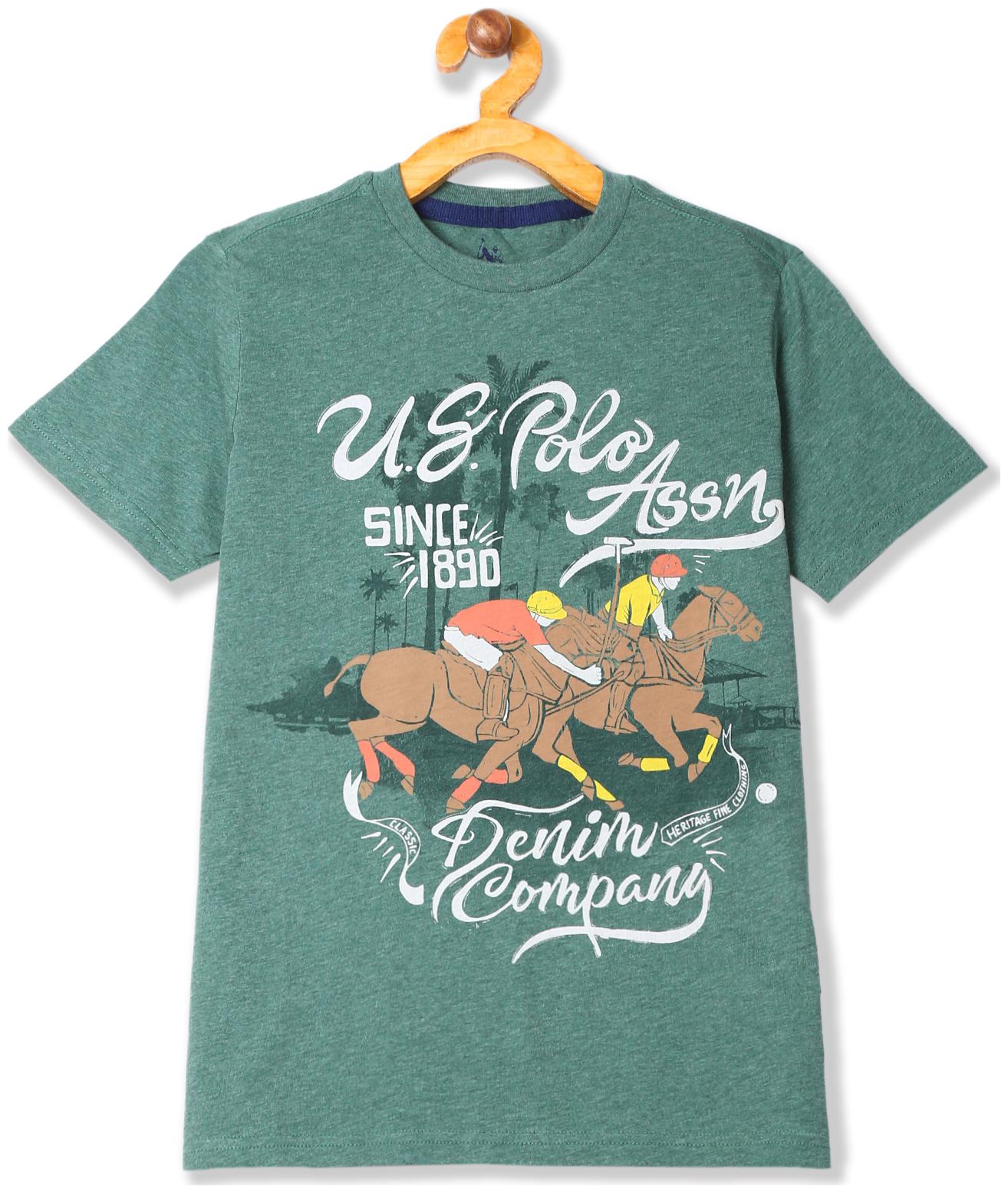 

U S Polo Assn Boy Cotton Printed T-shirt - Green
