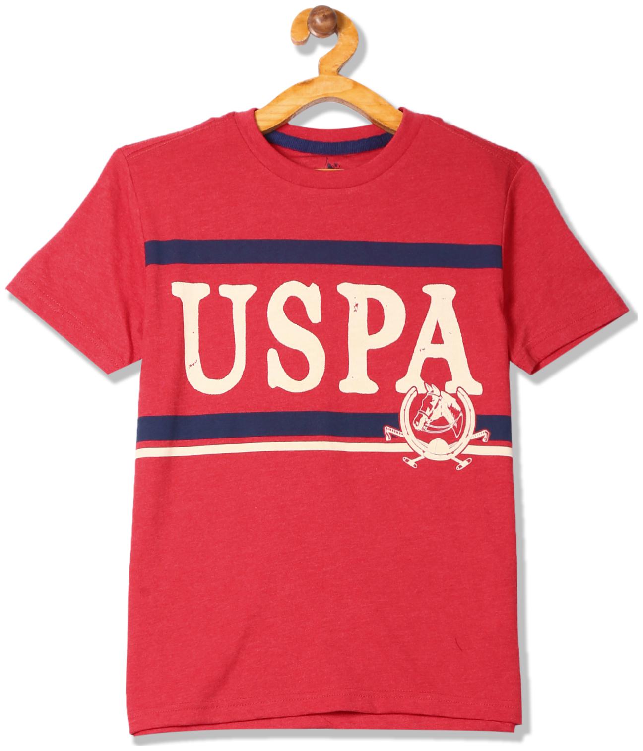 

U S Polo Assn Boy Cotton blend Solid T-shirt - Red