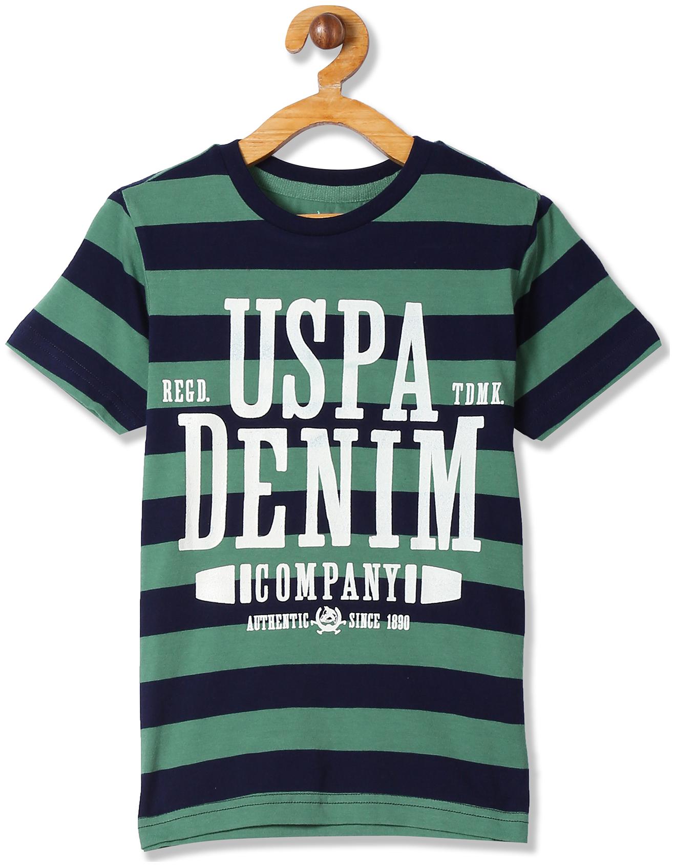 

U S Polo Assn Boy Cotton Striped T-shirt - Green