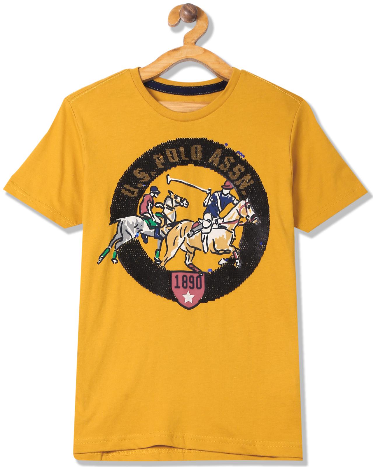 

U S Polo Assn Boy Cotton Embellished T-shirt - Yellow