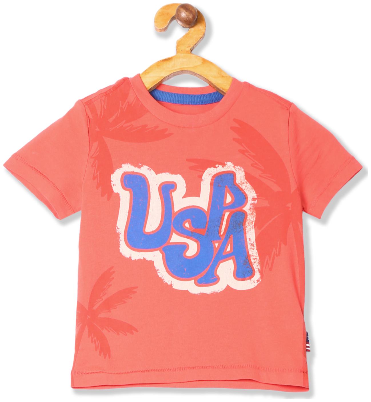 

U S Polo Assn Boy Cotton Printed T-shirt - Orange