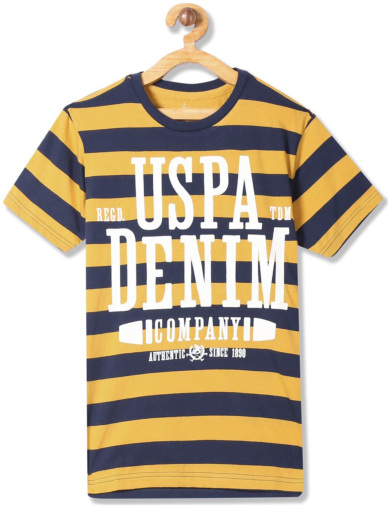 

U S Polo Assn Boy Cotton Striped T-shirt - Yellow