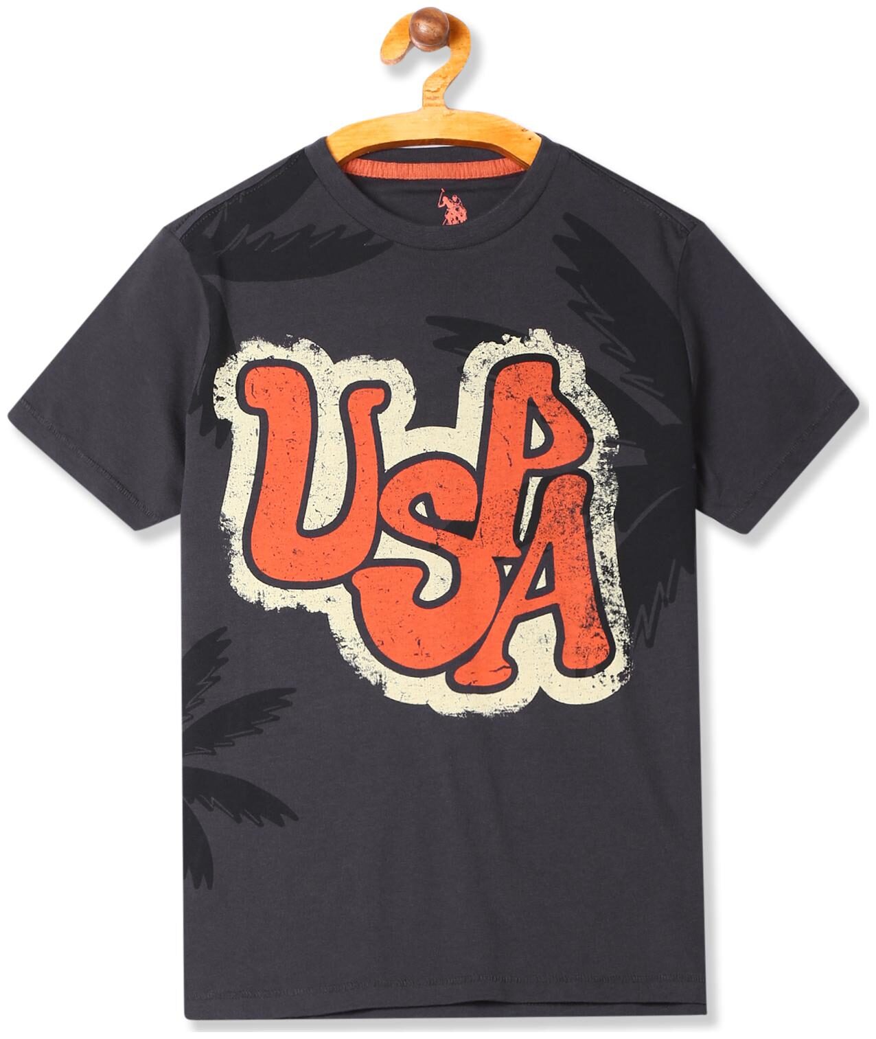 

U S Polo Assn Boy Cotton Printed T-shirt - Grey