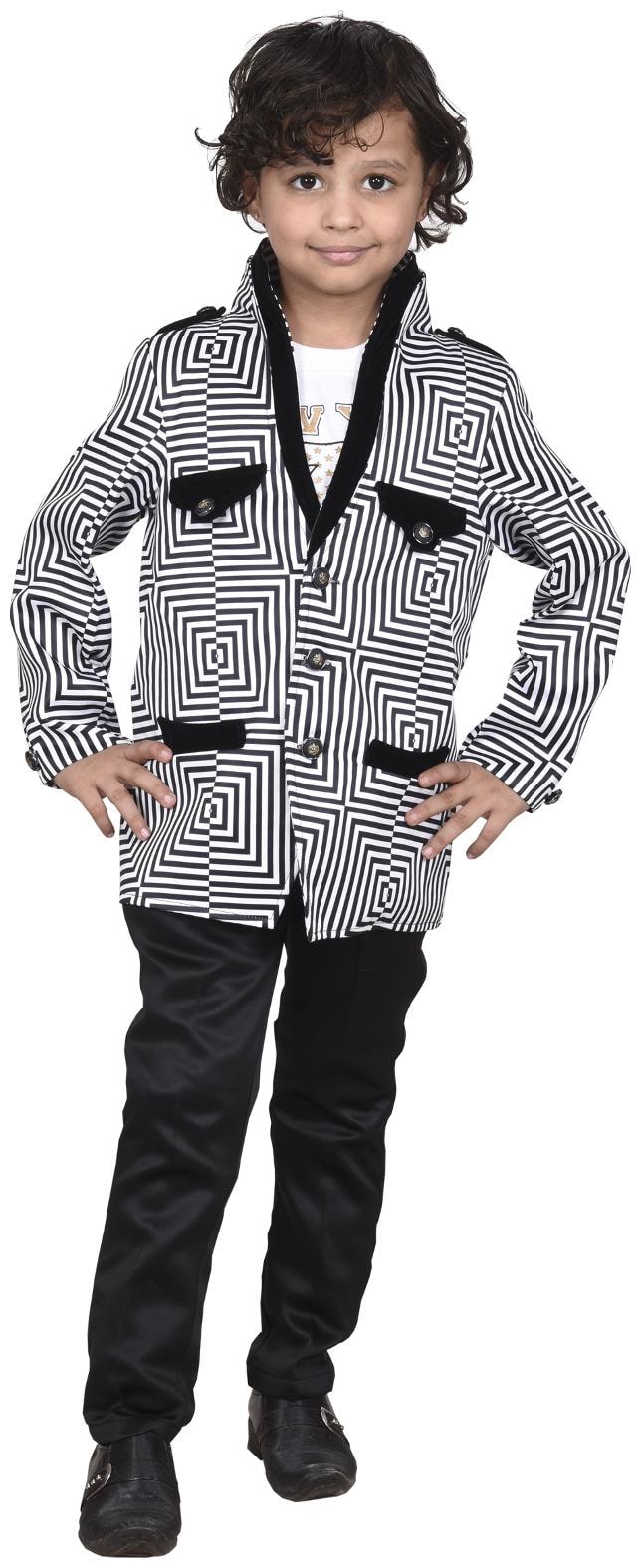 

J D Creation Boy Polyester Solid Ethnic jacket - Black