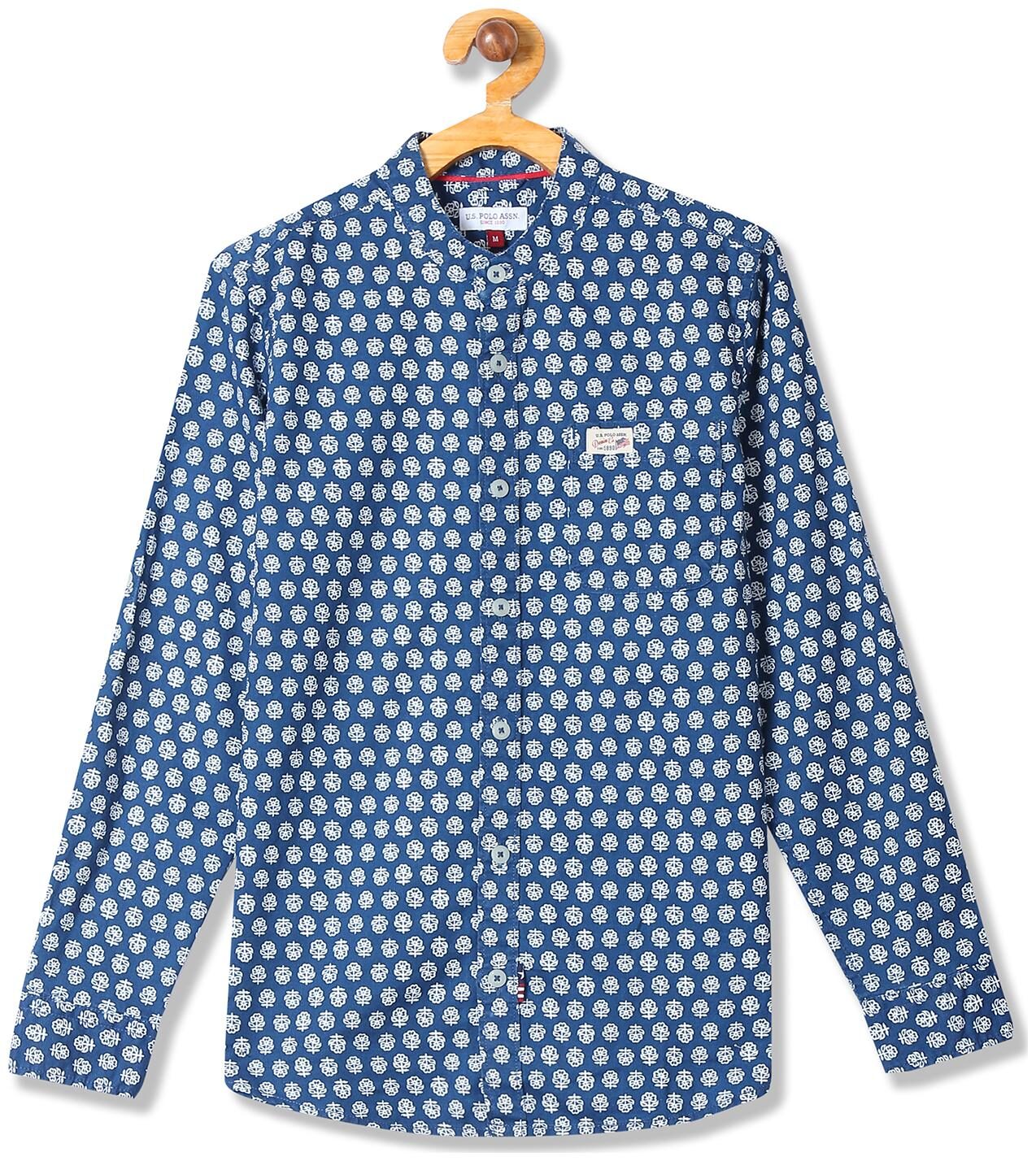 

U S Polo Assn Boy Cotton Printed Shirt Blue