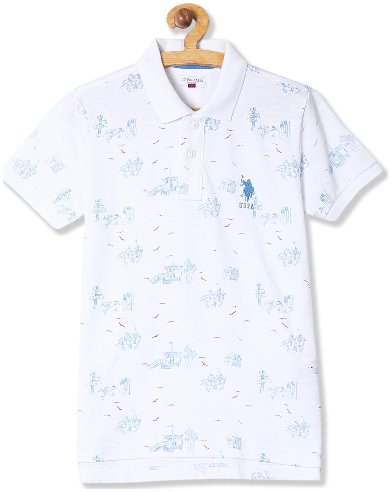 

U S Polo Assn Boy Cotton Printed T-shirt - White