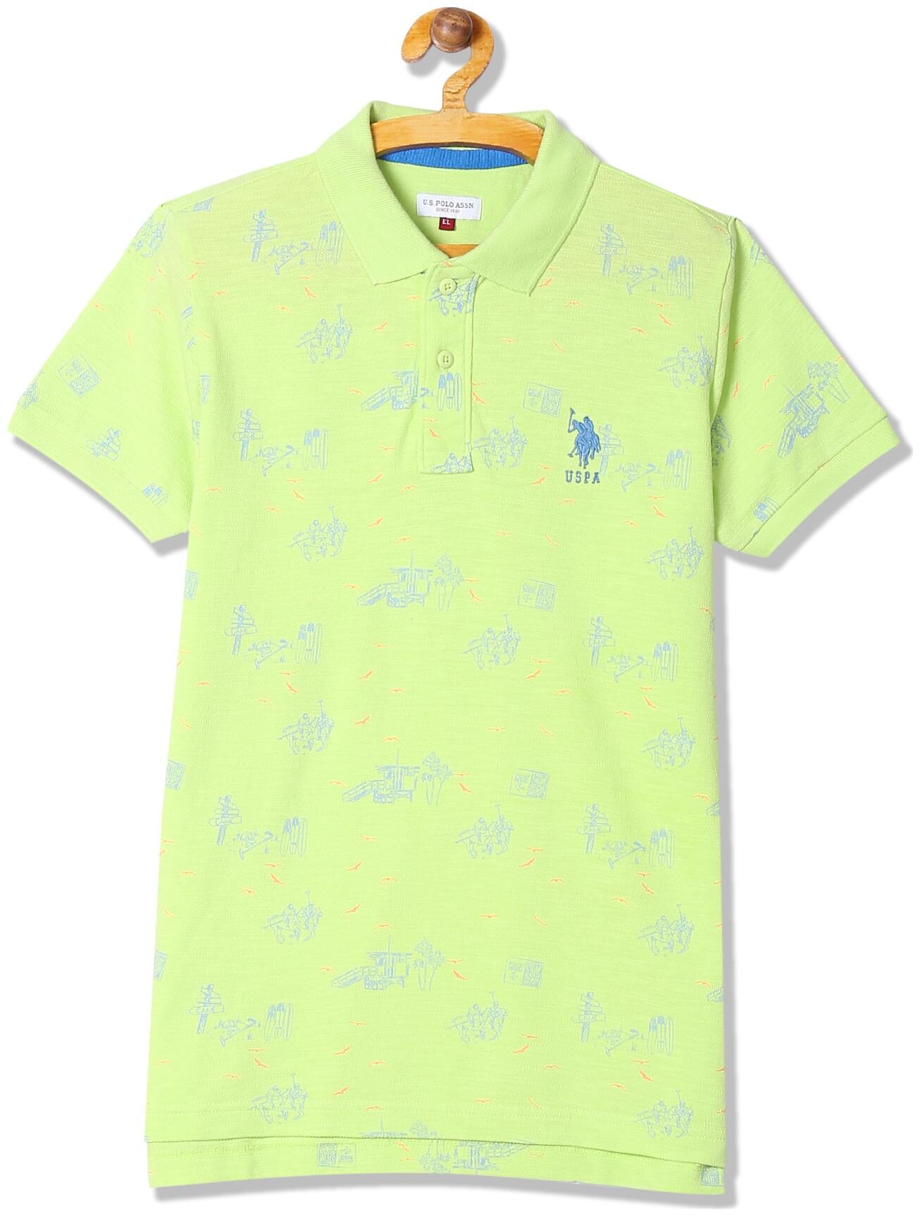 

U S Polo Assn Boy Cotton Printed T-shirt - Green