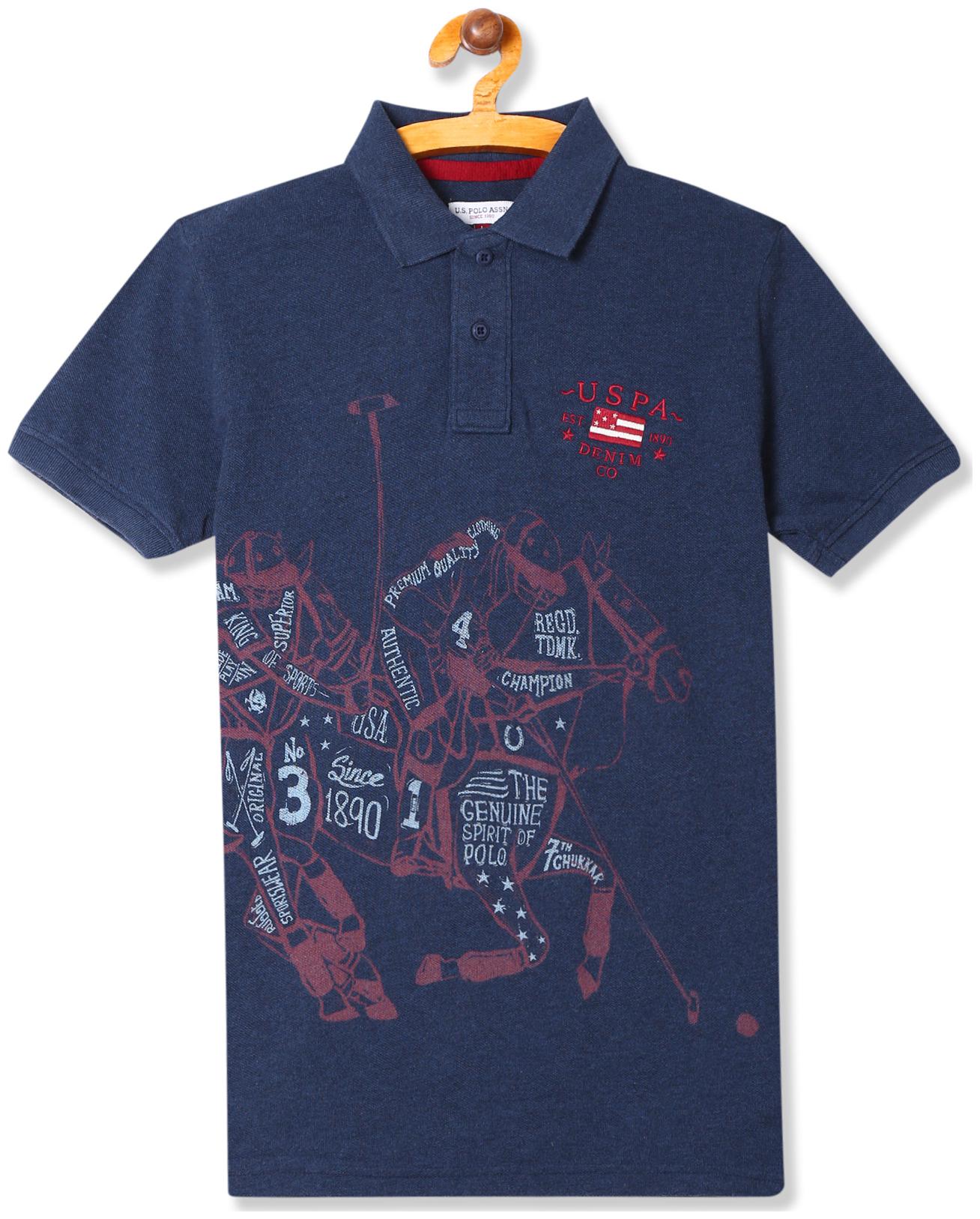 

U S Polo Assn Cotton Printed T shirt for Baby Boy - Blue