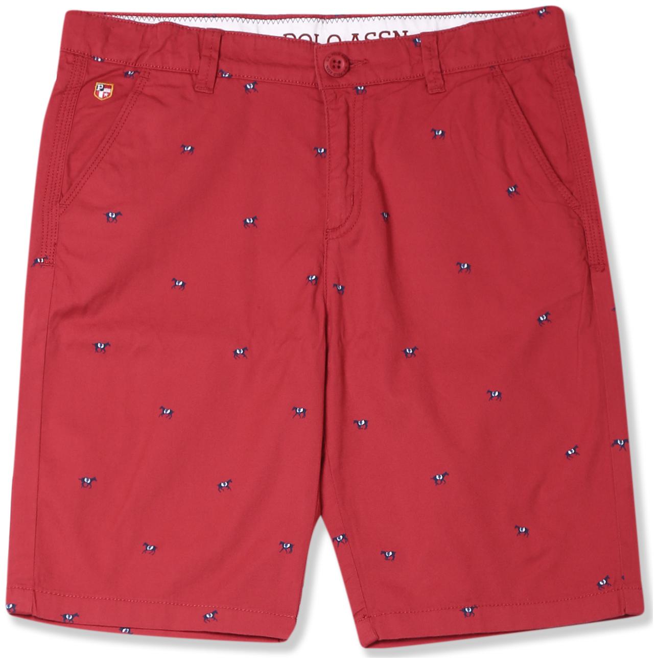 

U S Polo Assn Boy Printed Shorts 3 4ths - Red