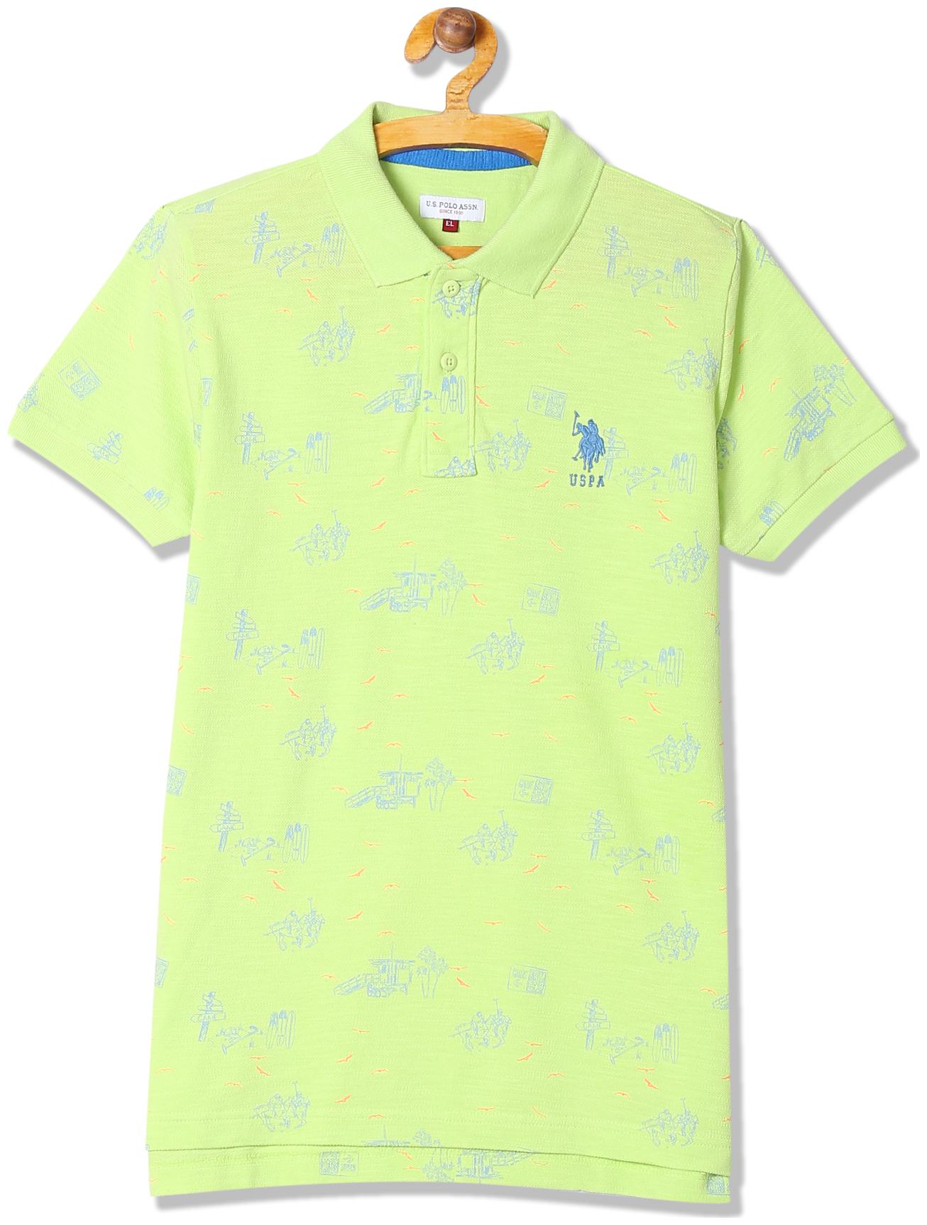

U S Polo Assn Boy Cotton Printed T-shirt - Green
