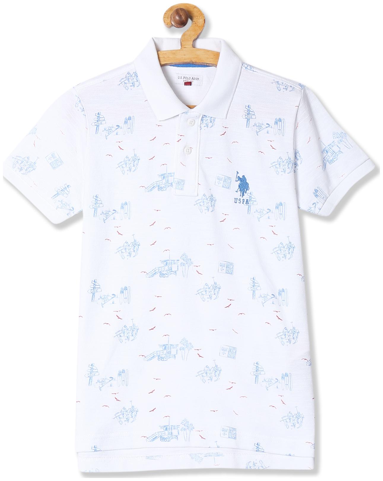 

U S Polo Assn Boy Cotton Printed T-shirt - White