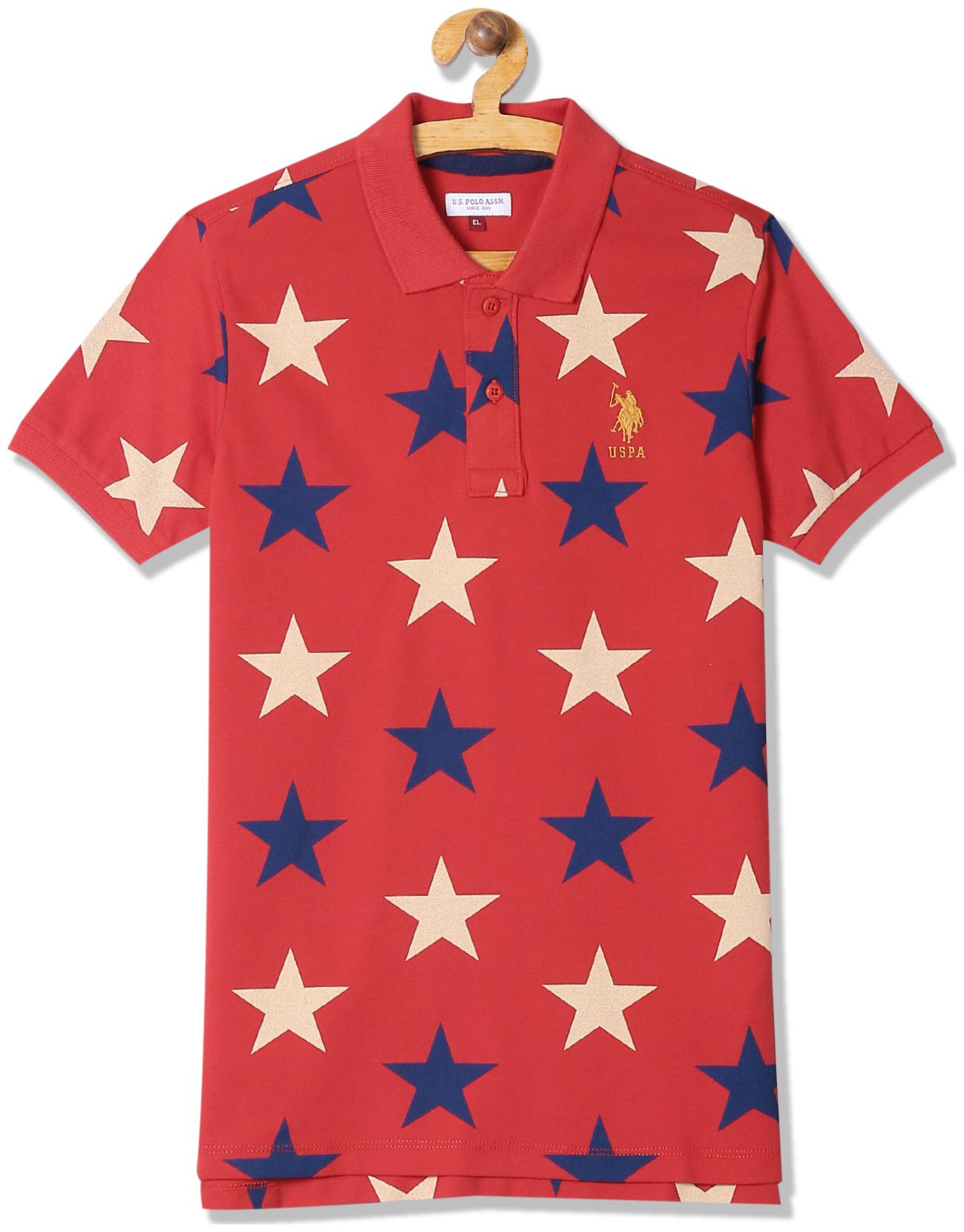 

U S Polo Assn Cotton Printed T shirt for Baby Boy - Red