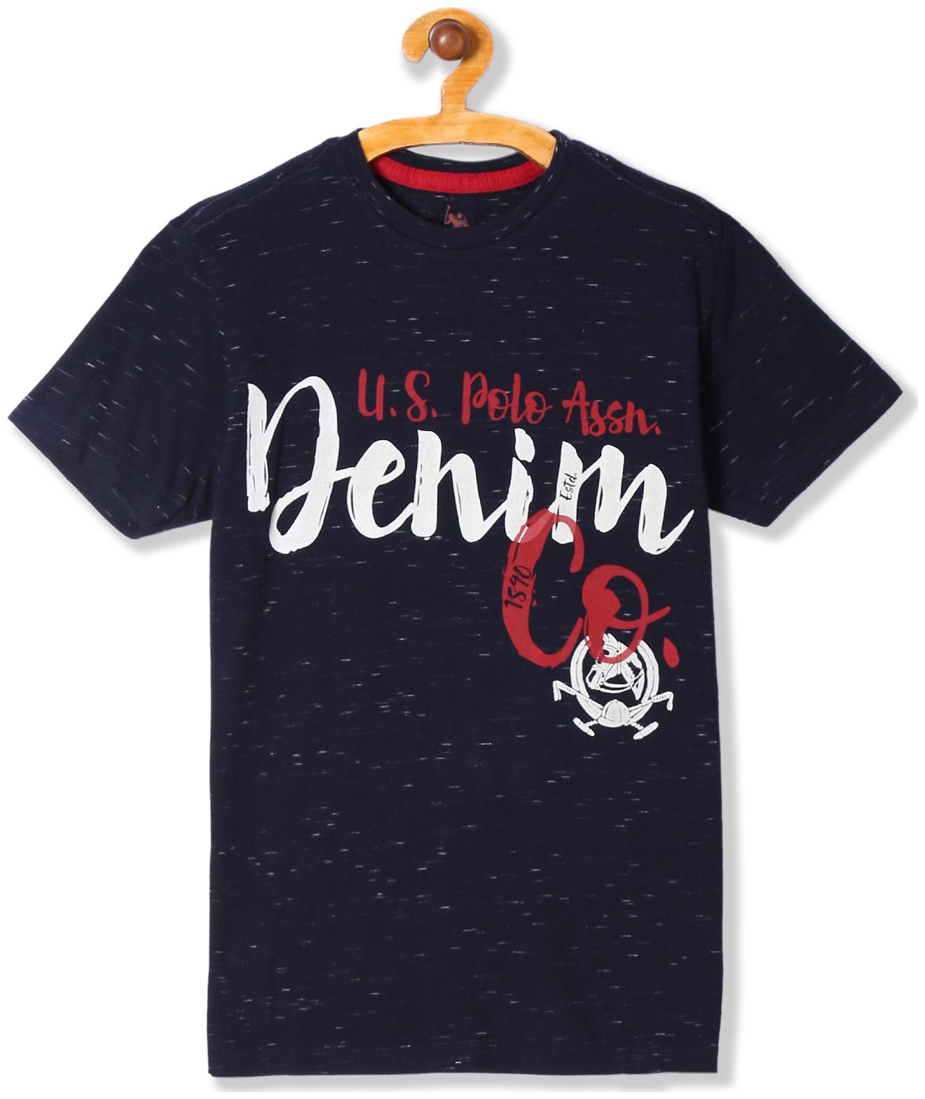 

U S Polo Assn Boy Cotton blend Printed T-shirt - Blue