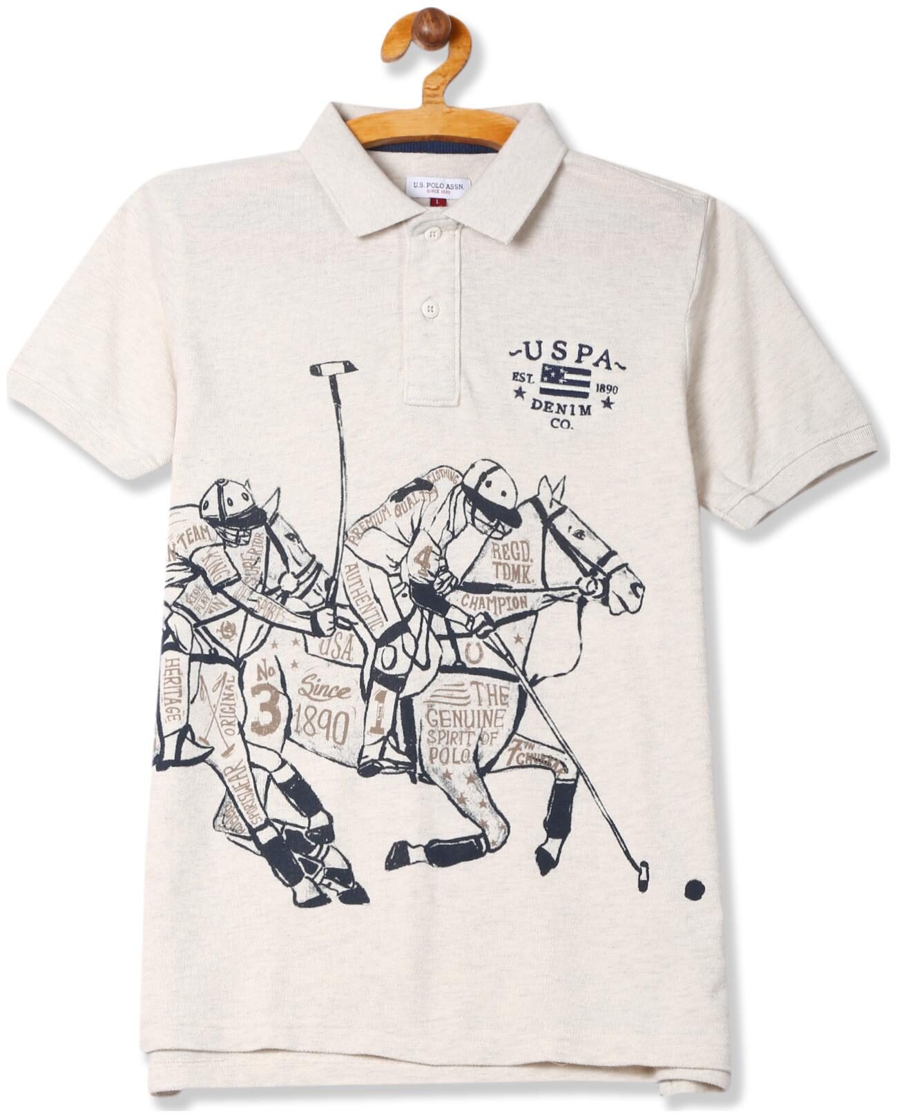 

U S Polo Assn Boy Cotton Printed T-shirt - White